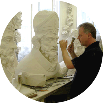 Martin working on the statue of St Peter for York Minster